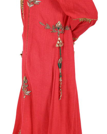Bright Red Matka Silk Suit