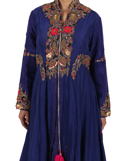 Navy Blue Silk Salwar Suit