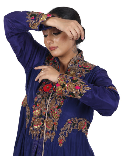 Navy Blue Silk Salwar Suit