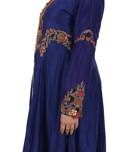 Navy Blue Silk Salwar Suit