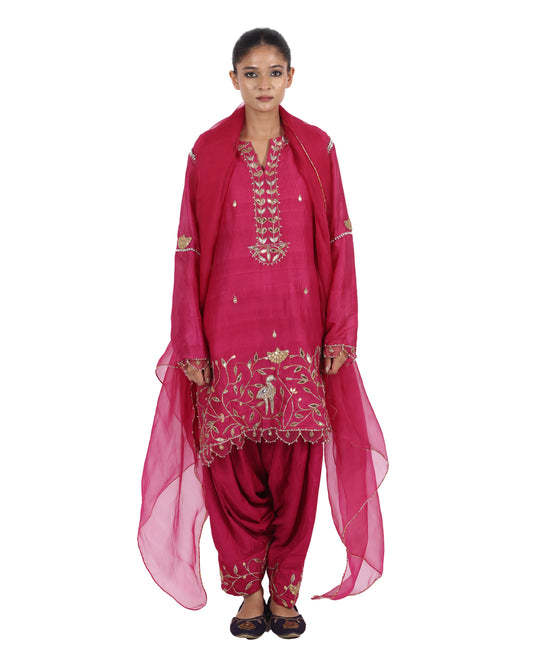 Vibrant Magenta Silk Suit