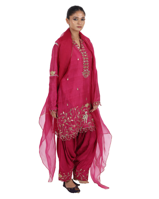 Vibrant Magenta Silk Suit