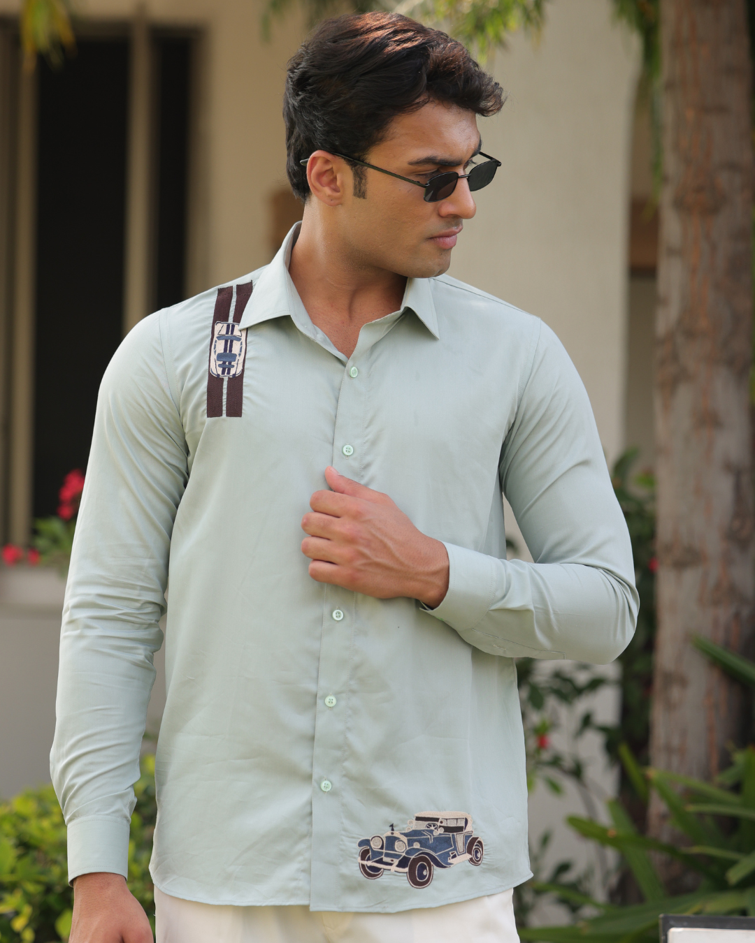 Monaco Hand-Embroidered Linen Shirt