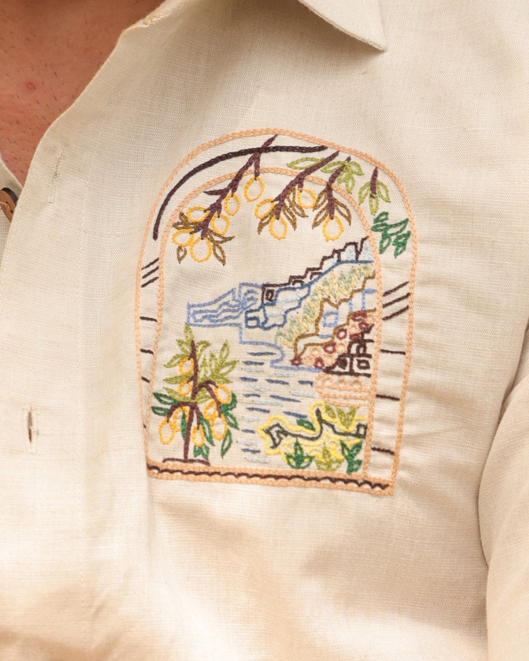 Capri Hand-Embroidered Linen Shirt