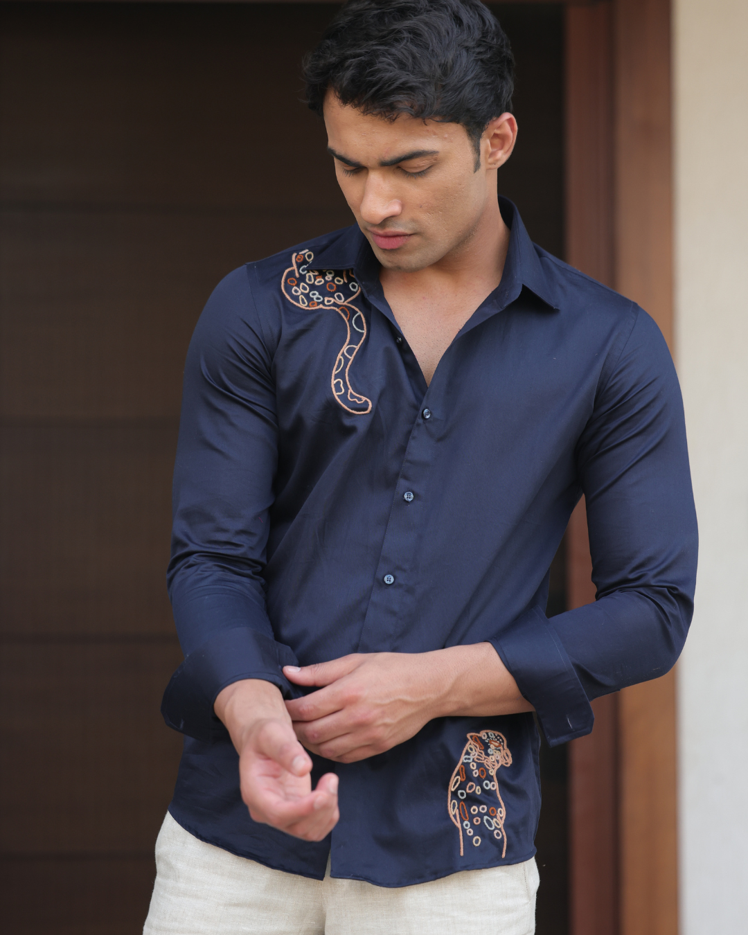 Amalfi After Dark Hand-Embroidered Giza Cotton Shirt