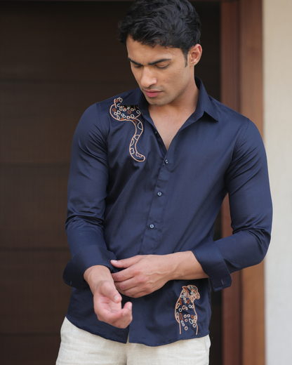 Amalfi After Dark Hand-Embroidered Giza Cotton Shirt