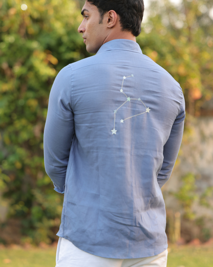 Custom Zodiac Hand-Embroidered Linen Shirt
