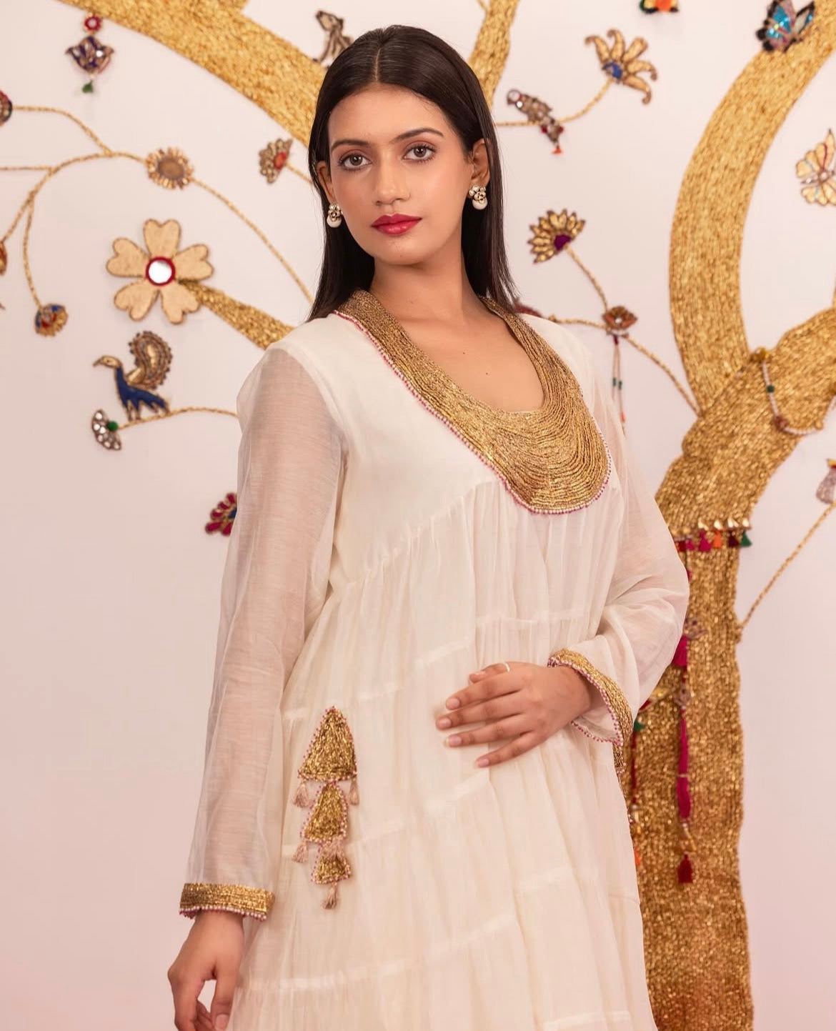 off-white Chanderi tear dress