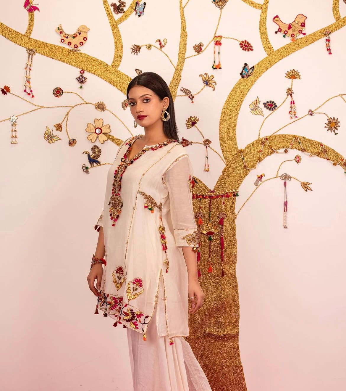 luxurious off-white silk suit