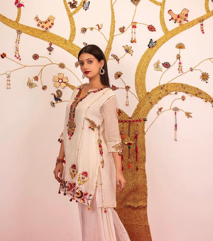 luxurious off-white silk suit