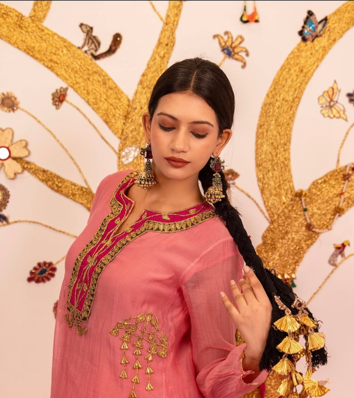 Sweet Pink Chanderi Suit