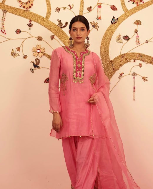Sweet Pink Chanderi Suit